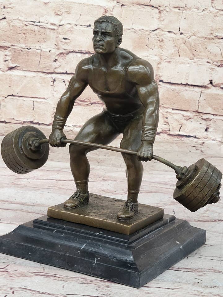 Deadlift Powerlifter Athlete Strongman Bodybuilder Bronze Statue Sculpture Trophy 8.5" x 11" for wholesale by Bronzhaus