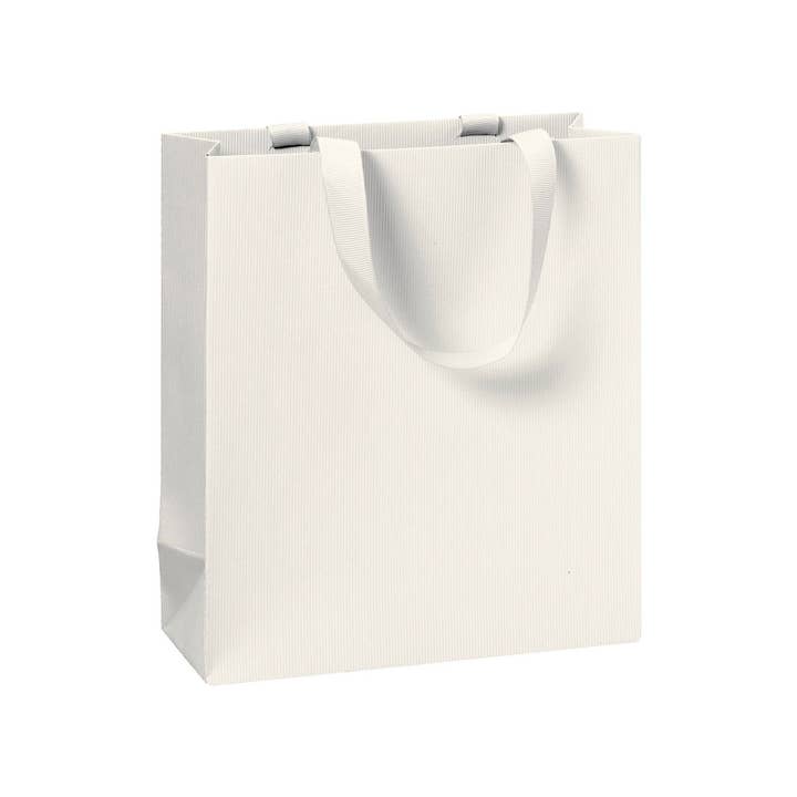 Giftwrap UK – wholesale Gift bag – Beige Gift Bag - Embossed - Ribbon Handle1