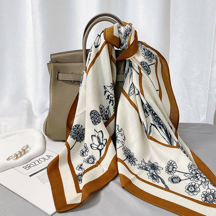 ACCITY - Wholesale Scarf - Women's - Floral Square Scarf – Elegant Wrap_CWASC0901