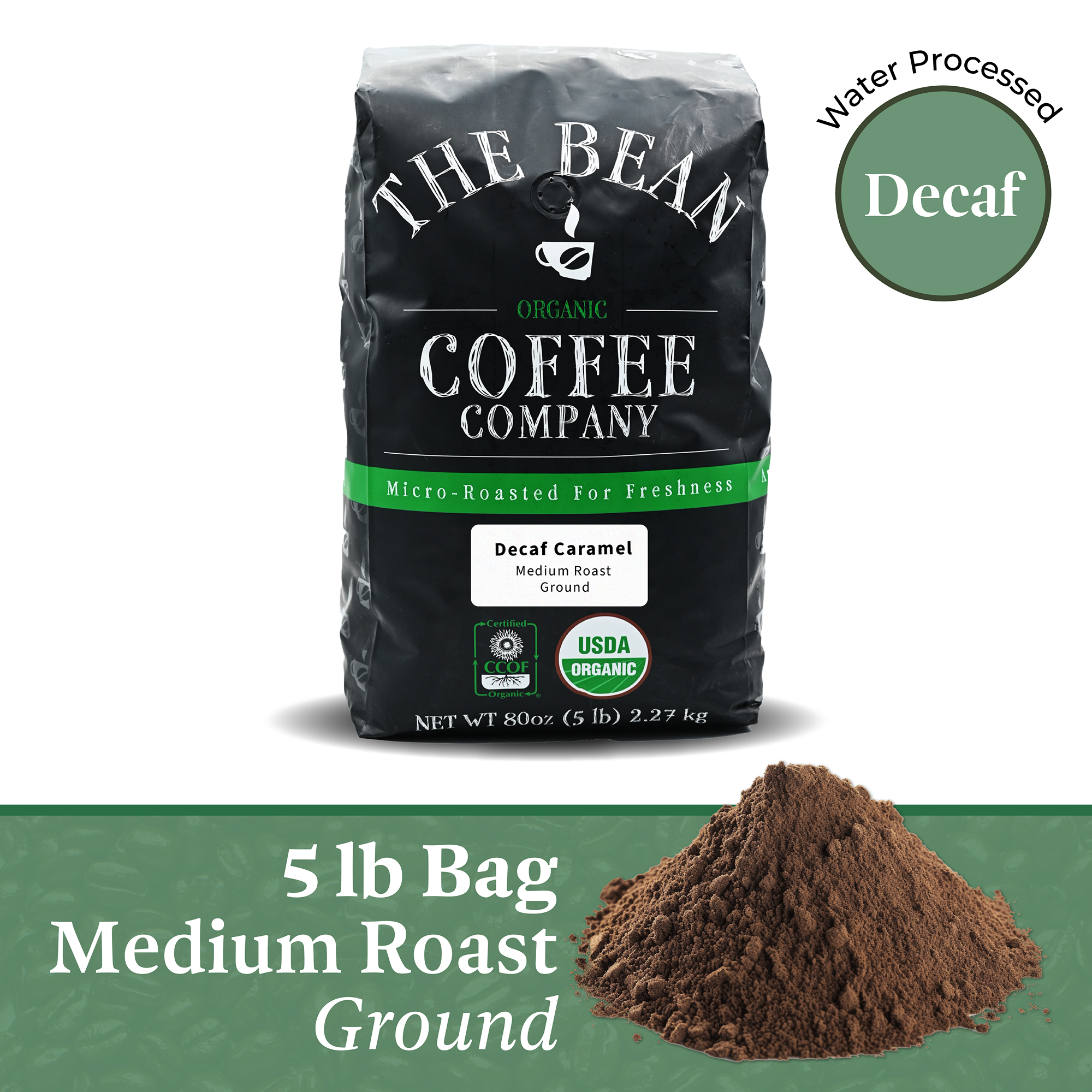 The Bean Coffee Company - Wholesale Ground Coffee - DECAF Organic Caramel Flavored Coffee9