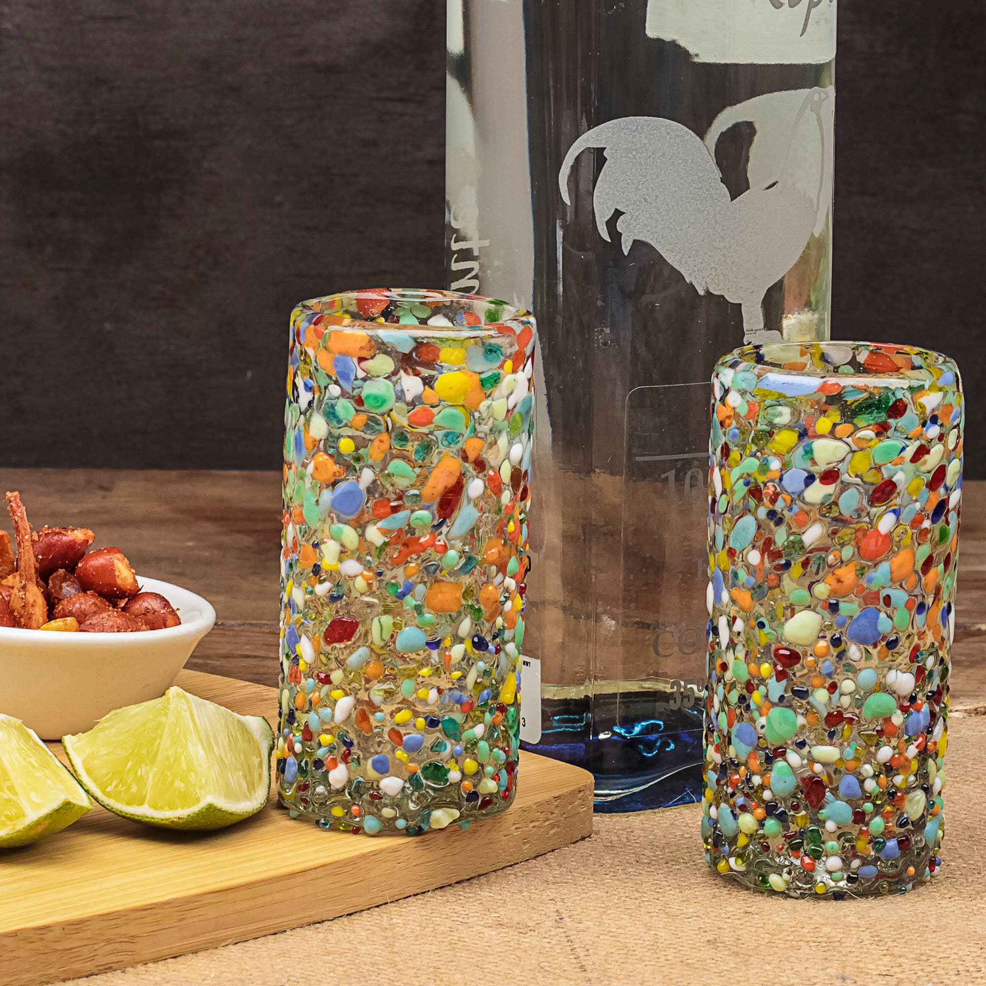 MEXTEQUIL - Wholesale Shot Glass - MEXTEQUIL Hand Blown Shot Glasses Set of 4 2 Oz -Confetti12
