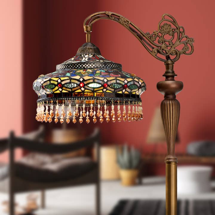 River of Goods - Wholesale Floor Lamp - 59"H Parisian Tiffany Stained Glass Umbrella Floor Lamp