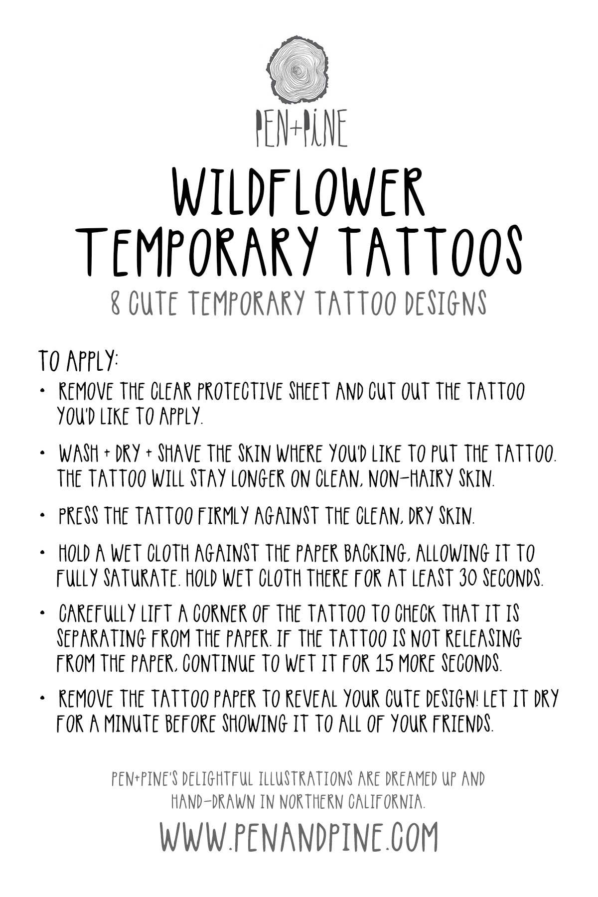 Pen+Pine – Großhandel Temporäre Tattoos – Wildflower Temporäres Tattoo Blatt2