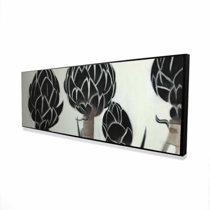 Artichokes Canvas - Kitchen Floral & Botanical Black Framed for wholesale by BEGIN HOME DECOR