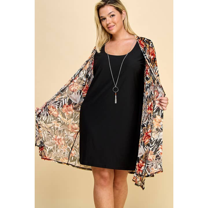 S~3XL FLOWY CARDIGAN, MINI DRESS ONE PIECE G106609C51X for wholesale by Winslow Collection