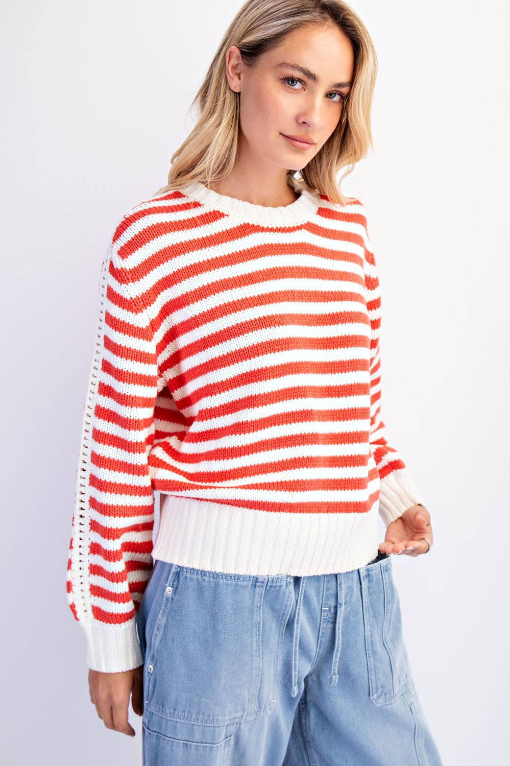 COTIERRA - Vente Pull en maille – femme - PULL RAYÉ À COL ROND11