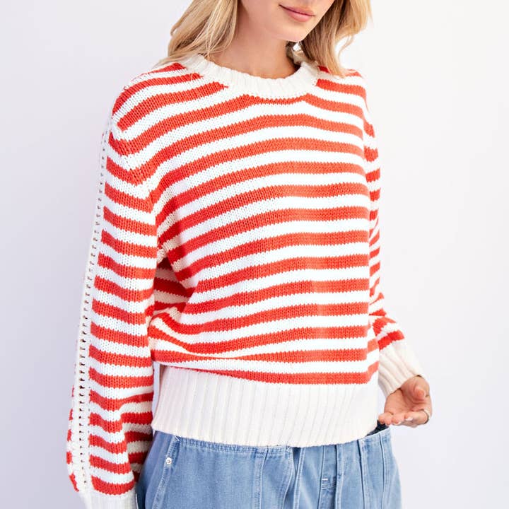 COTIERRA - Vente Pull en maille – femme - PULL RAYÉ À COL ROND11