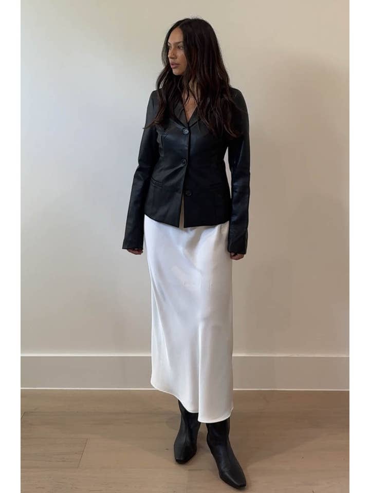 Faux Leather Fitted Blazer for wholesale by Et Clet