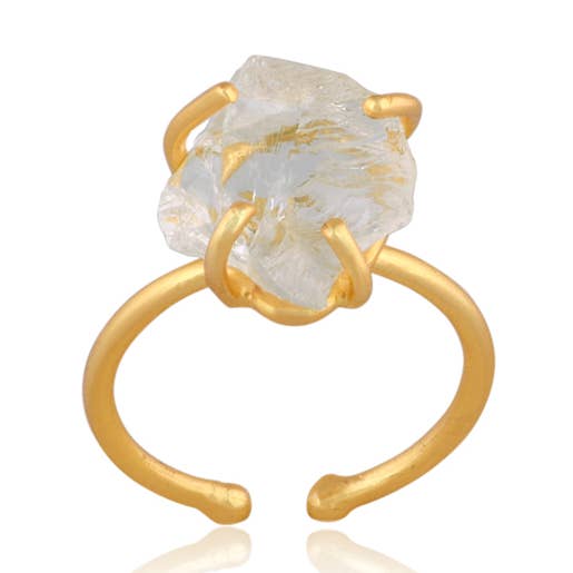 Anillo de cuarzo transparente crudo, cristal curativo para el chakra de la corona para venta al por mayor de BellaMira Home