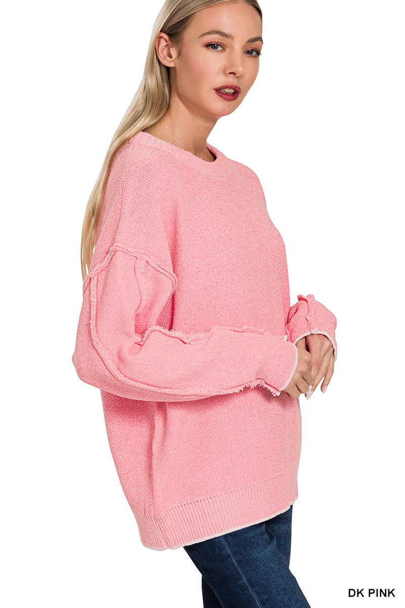 42POPS - Wholesale Knit Sweater - Women's - 1031 Exposed Seam Round Neck Sweater SI-283952