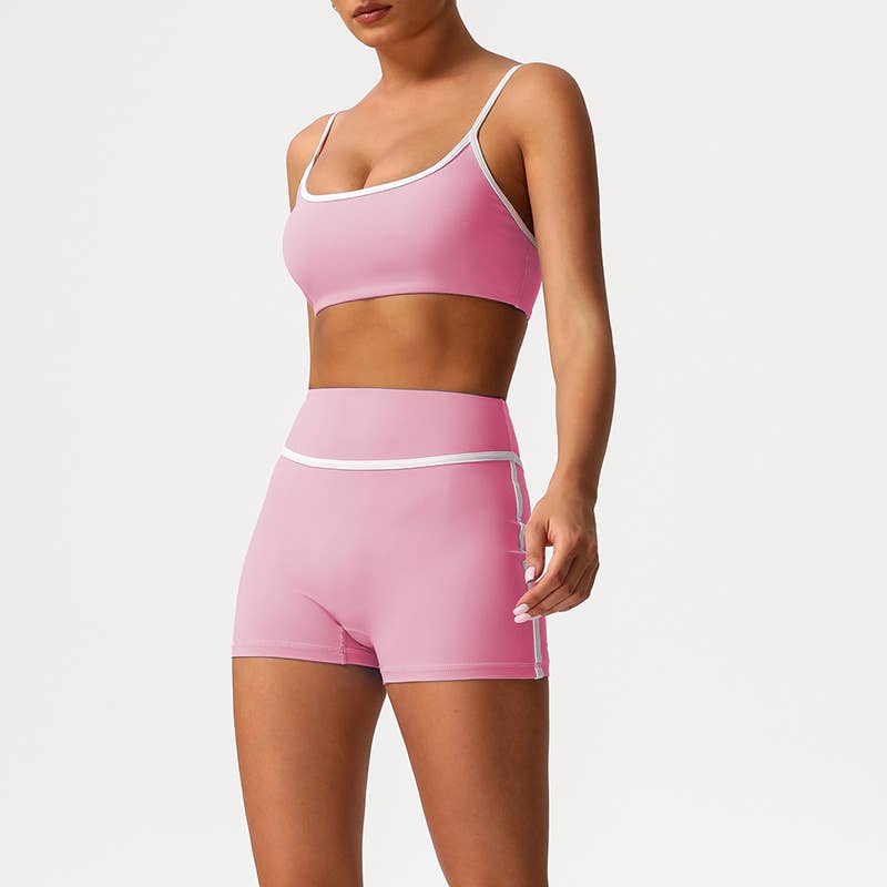 WONDERXFANS - Vente Ensemble de sport – femme - Ensemble 2 pièces : soutien-gorge à coussinets intégrés + short taille haute6