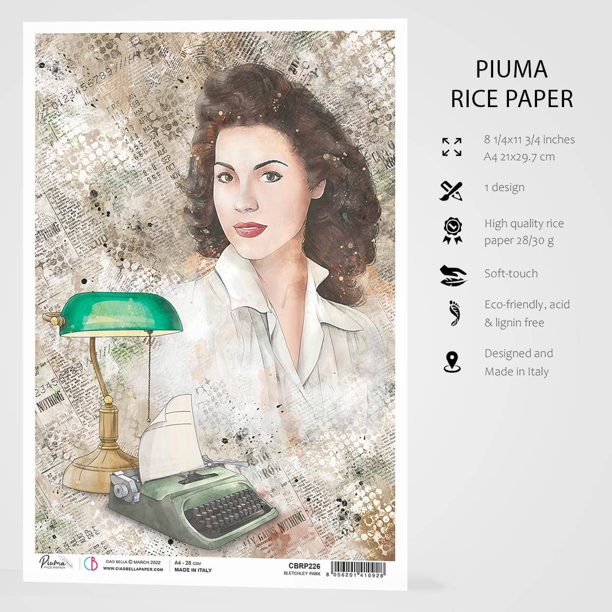Ecstasy Crafts Distributing – wholesale Craft supplies – Ciao Bella Rice Paper A4 Bletchley Park2
