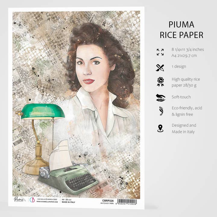Ecstasy Crafts Distributing – wholesale Craft supplies – Ciao Bella Rice Paper A4 Bletchley Park2