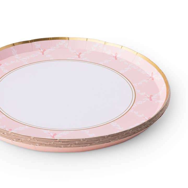 Bonjour Fête - Wholesale Disposable plate - PETAL PINK TRELLIS SMALL PLATES1