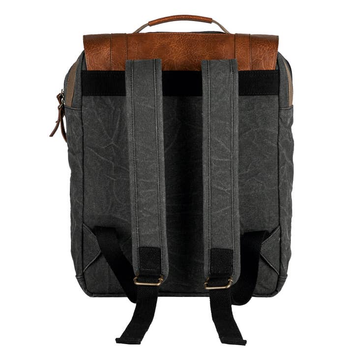 Mona B. - Wholesale Backpack – Unisex - Aldrich Unisex Backpack in Up-Cycled Canvas and Leather2