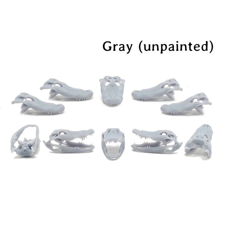 The Scale Grail - Wholesale Decorative Figurine - Alligator Skull - 1:24 scale replica reptile skull for diorama, miniature horror scenes, dollhouse and action figure photography (set of 5)