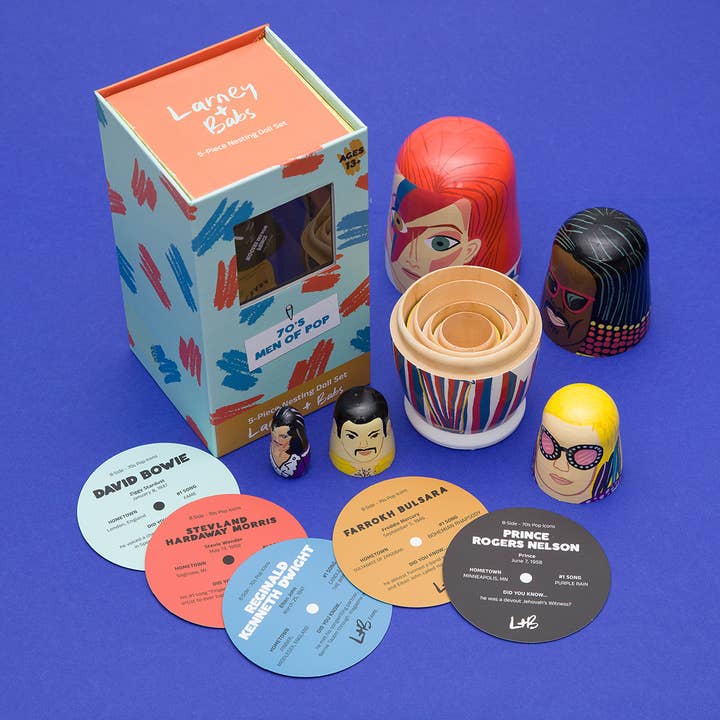 Larney + Babs - Wholesale Doll - Kids - 70s Men of Pop Wooden Nesting Doll Sets