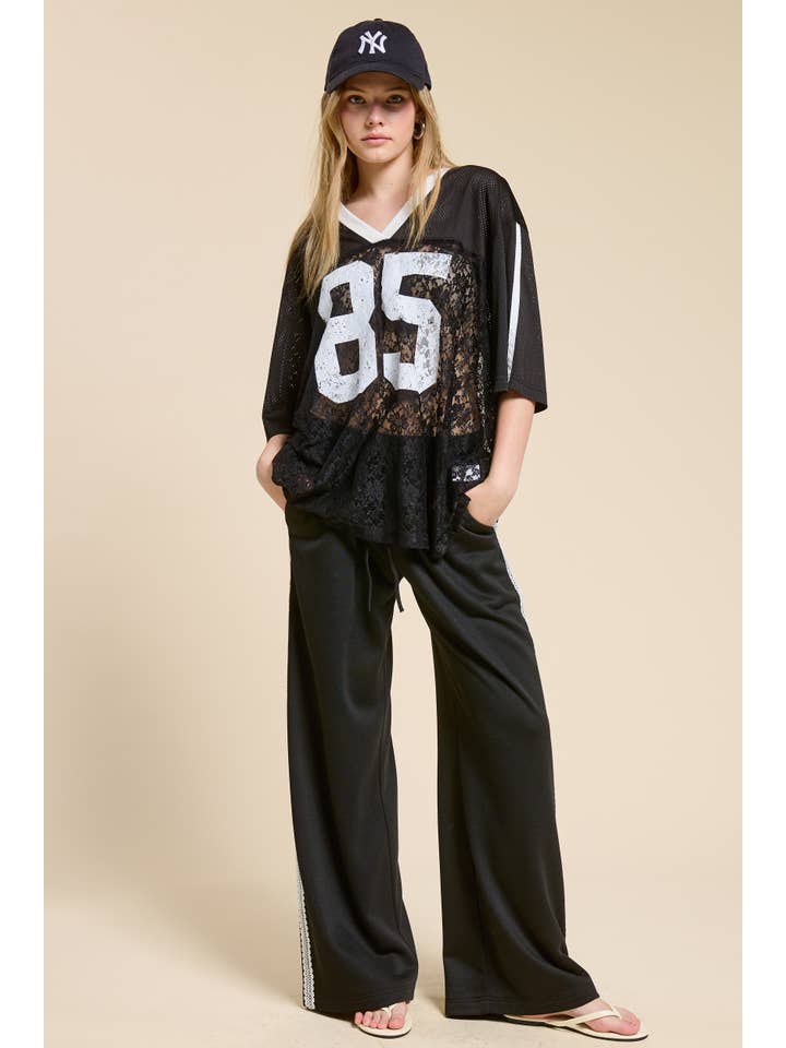 Mimosa - Wholesale T-Shirt (Graphic) - Women's - 85 Graphic Jersey Top with Lace Contrast