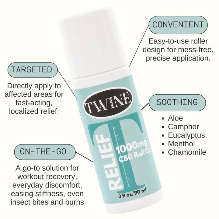 Twine - Wholesale CBD Cream/Lotion - 1000mg CBD Pain Relief Roller - Pure Organic CBD Isolate3
