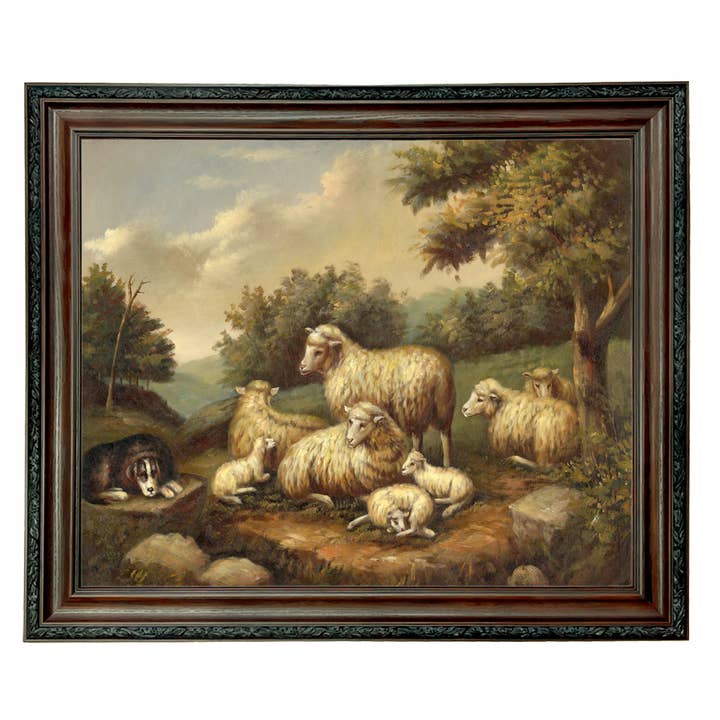 Madison Bay Co. - Historical Home Decor Reproductions - Wholesale Painting/drawing - Sheep in Landscape Framed Painting Print on Canvas90