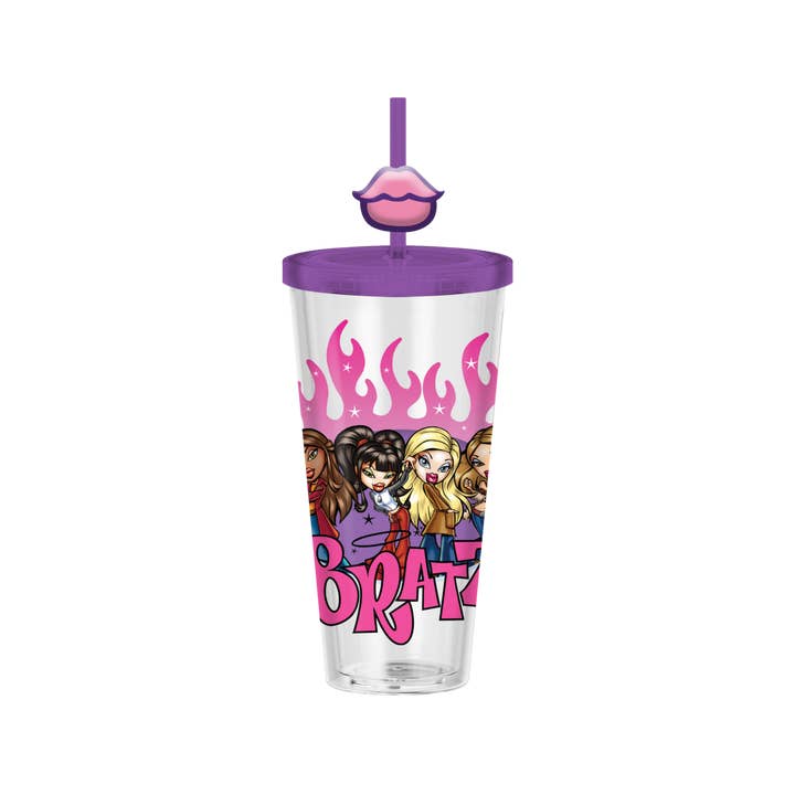 Silver Buffalo - Wholesale Drinking Glass/Cup - BRATZ GROUP SHOT FLAMES 24oz Plastic Cold Cup