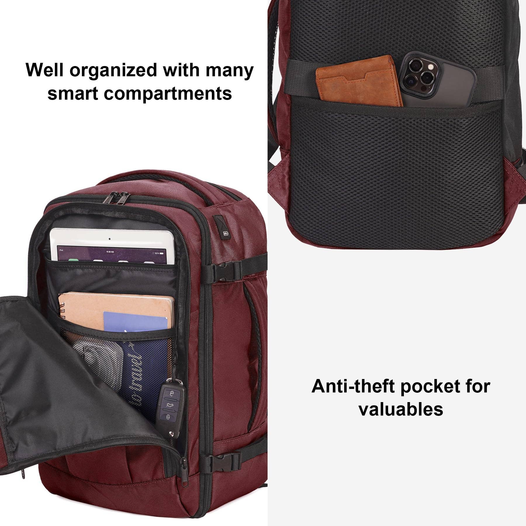 wandf - Wholesale Backpack - Unisex - 20L Underseat 13 Pockets Carry on Travel Bag with USB Port52