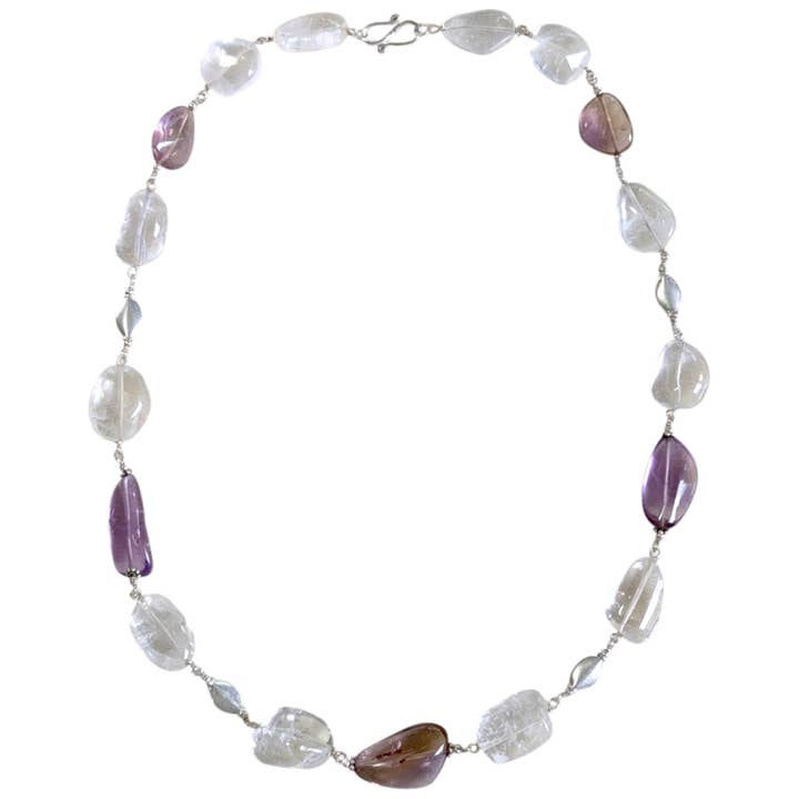 SALE Quartz Crystal and Ametrine Sterling Silver Necklace for wholesale by Saraswati Imports