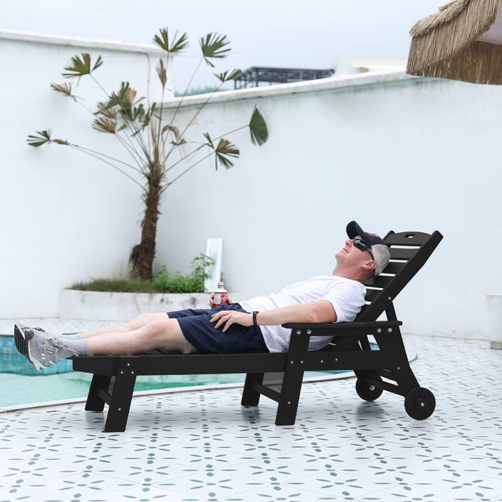 Outdoor HDPE Chaise Lounge Chair with Adjustable Backrest for wholesale by 39F Inc.