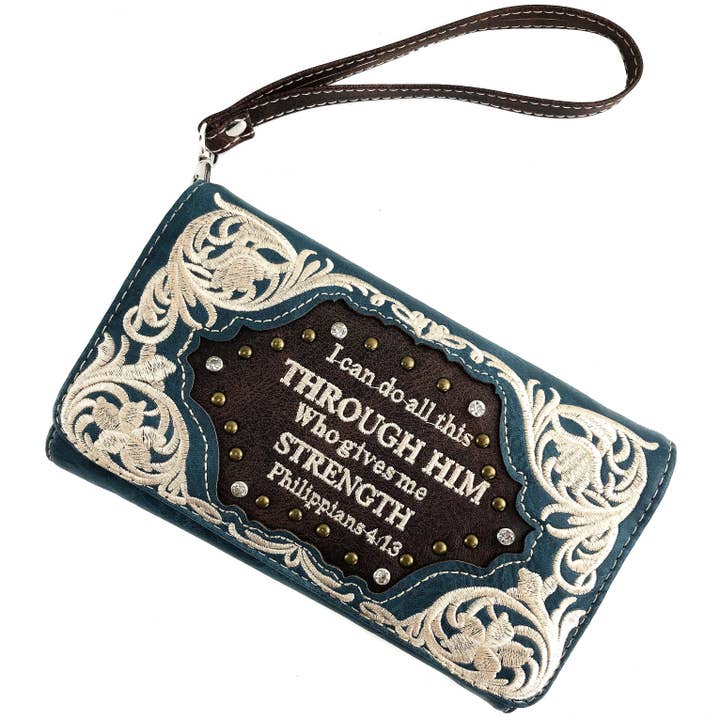 Lunar Deer – wholesale Axelväska - Dam – Bible Verse Philippians 4:13 Broderi Crossbody plånbok