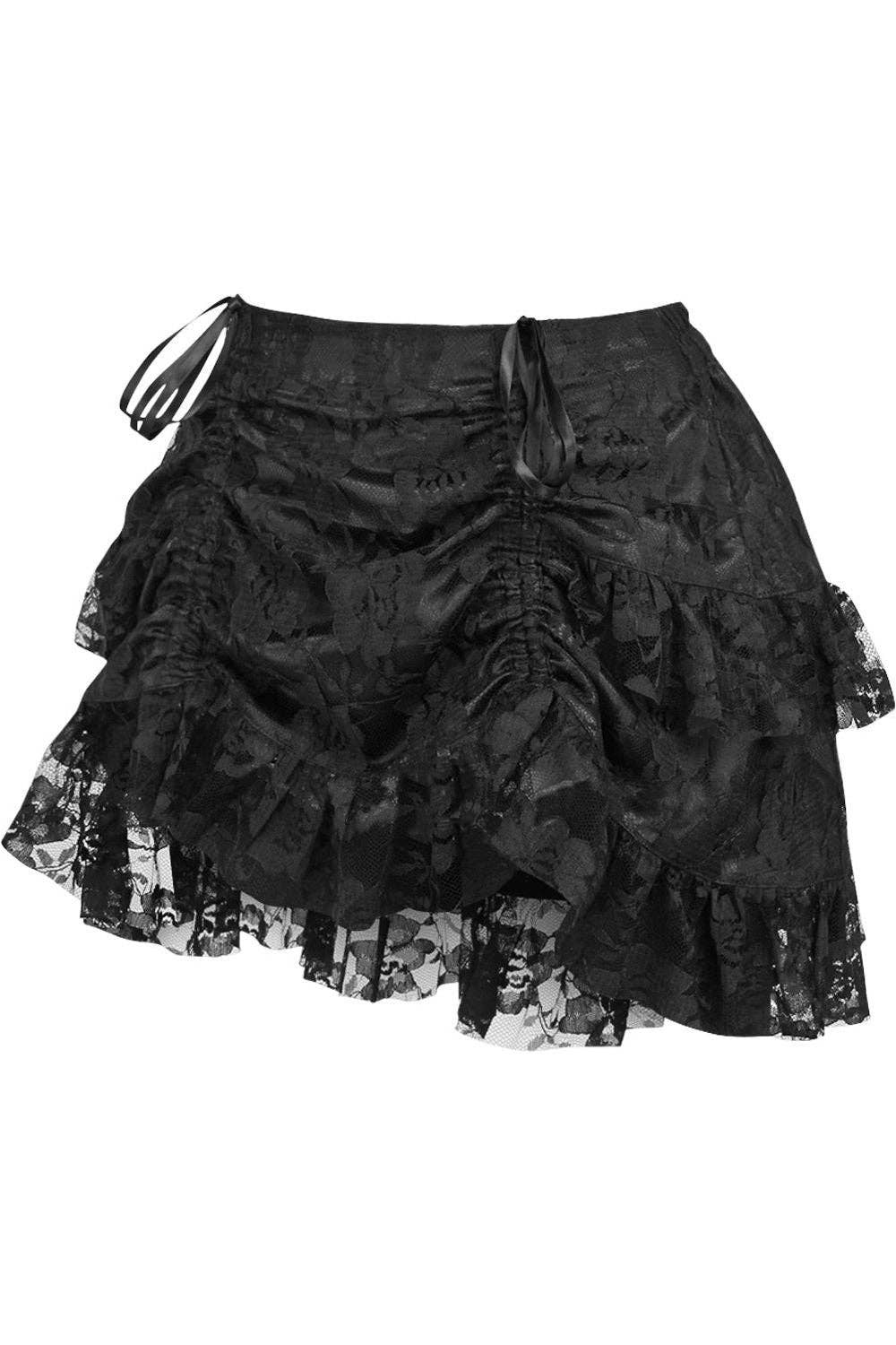 Daisy Corsets - Wholesale Skirt - Women's - Black Lace Ruched Bustle Skirt1