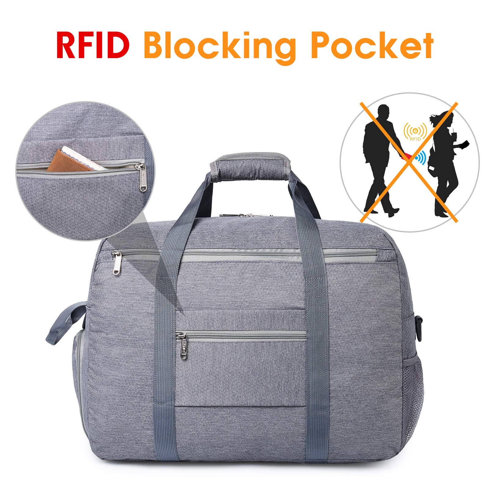 wandf – Saco de viagem - Unissexo por atacado – Mochila de viagem de bolso RFID anti-roubo WANDF preta15