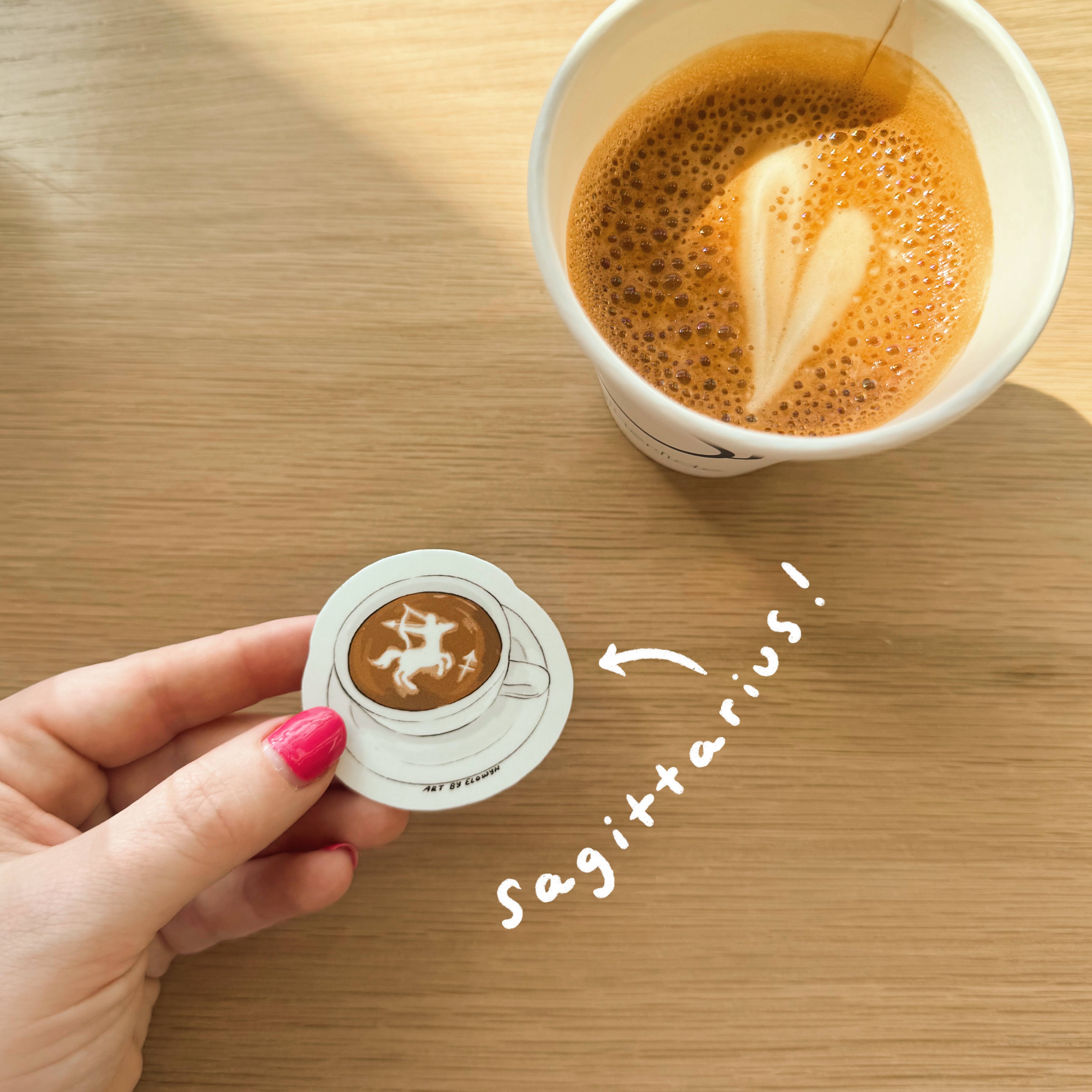 Art By Elowyn - Wholesale Sticker - Mini Zodiac Koffiekop Latte Art Stickers8