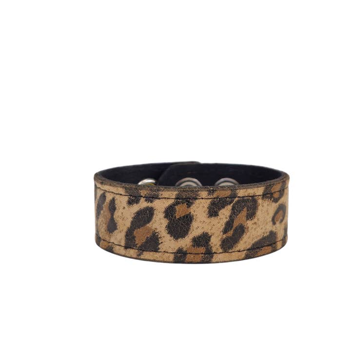 Funk Plus - Wholesale Bangle Bracelet - BC100CHEETAH GENUINE LEATHER LEOPARD CUFF SNAPPED BRACELET12