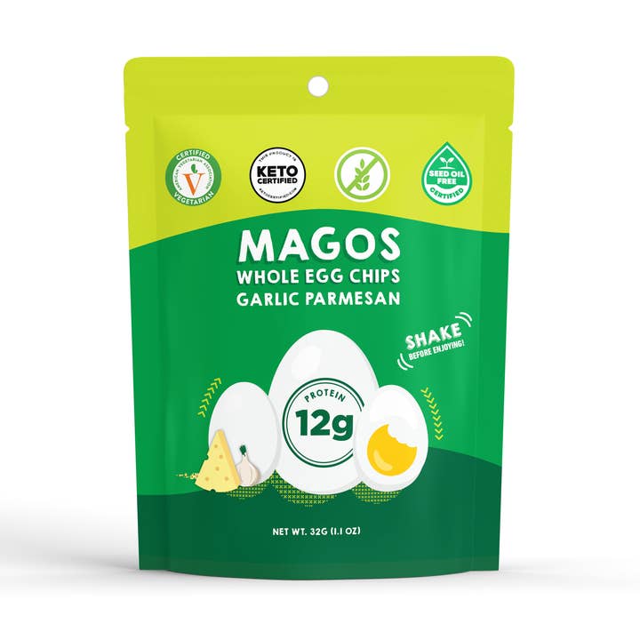 Garlic Parmesan Magos Egg Chips for wholesale by Magos Egg Chips