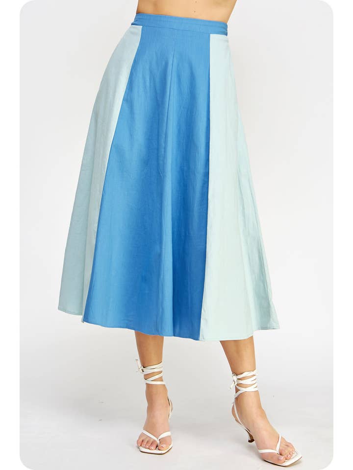 Linnen lange rok met kleurvlakken voor wholesale door Strut & Bolt