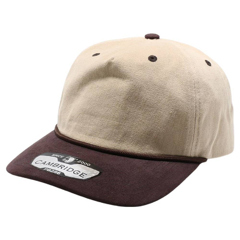 DOBBI - Vente Casquette à visière plate – unisexe - Casquette déstructurée cinq panneaux en coton kaki bicolore à forme décontractée1