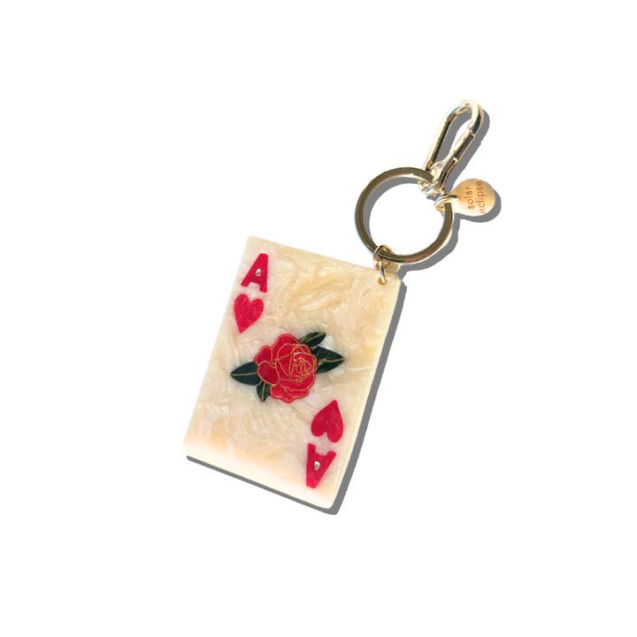 Solar Eclipse - Wholesale Keychain - Women's - Hand-Painted Ace of Hearts Bag Charm + Keychain Eco-Friendly