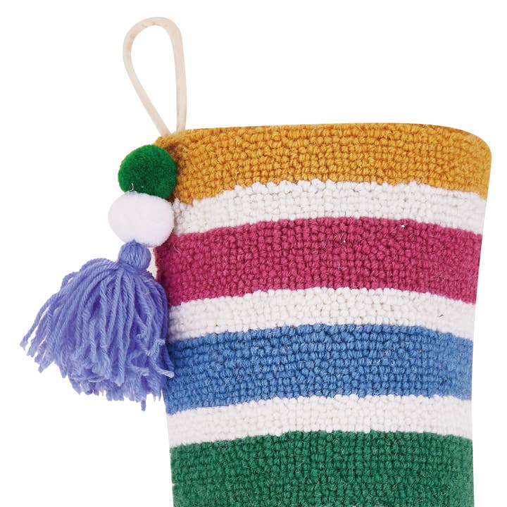 Peking Handicraft - Wholesale Holiday Stocking - Rainbow Stocking With Pom Pom Tassel - Ampersand