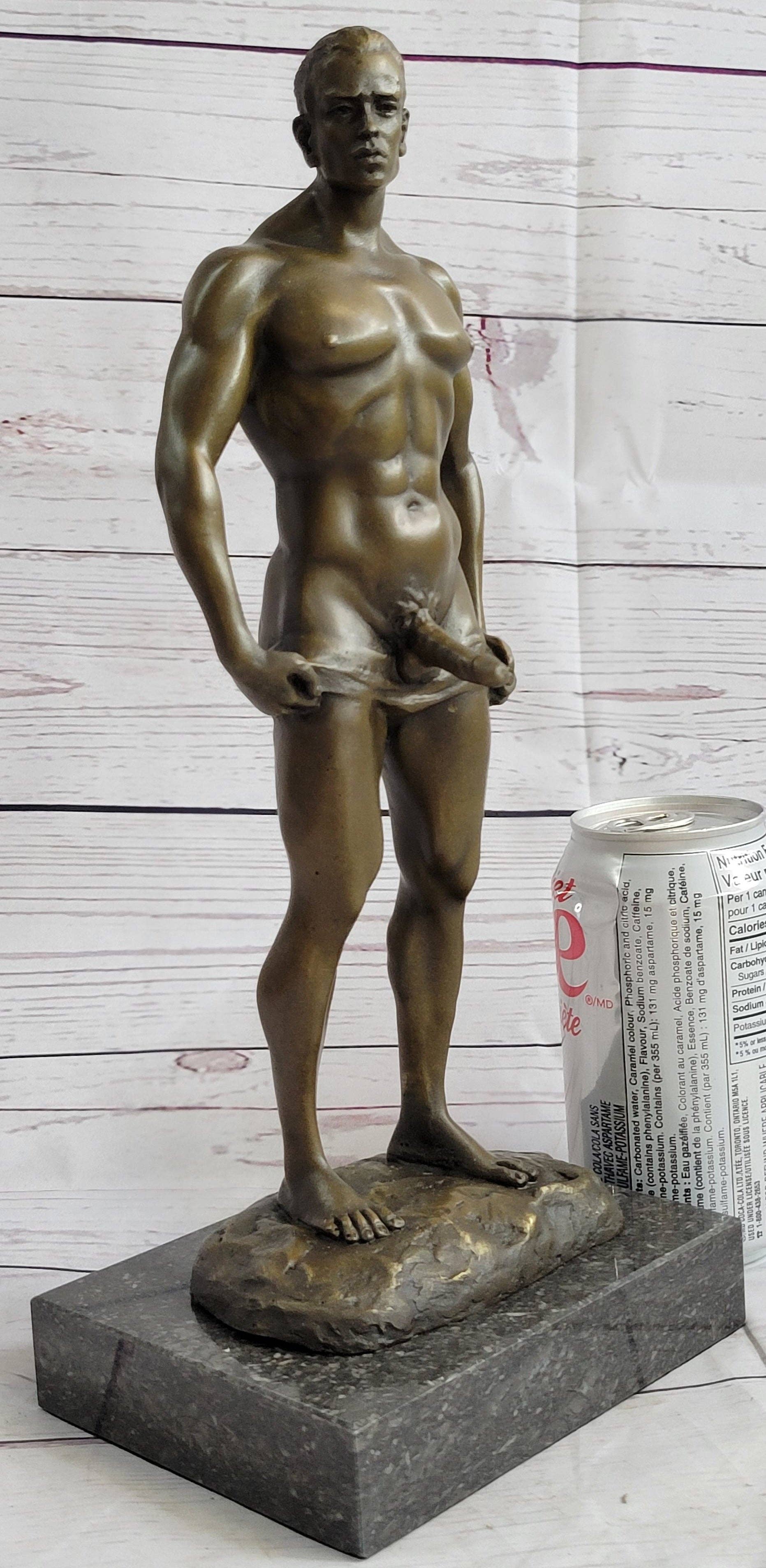 Bronzhaus - Wholesale Sculpture - Well Endowed Muscular Nude Male Figure Gay Art Bronze Statue Sculpture Mavchi 13" x 6"1