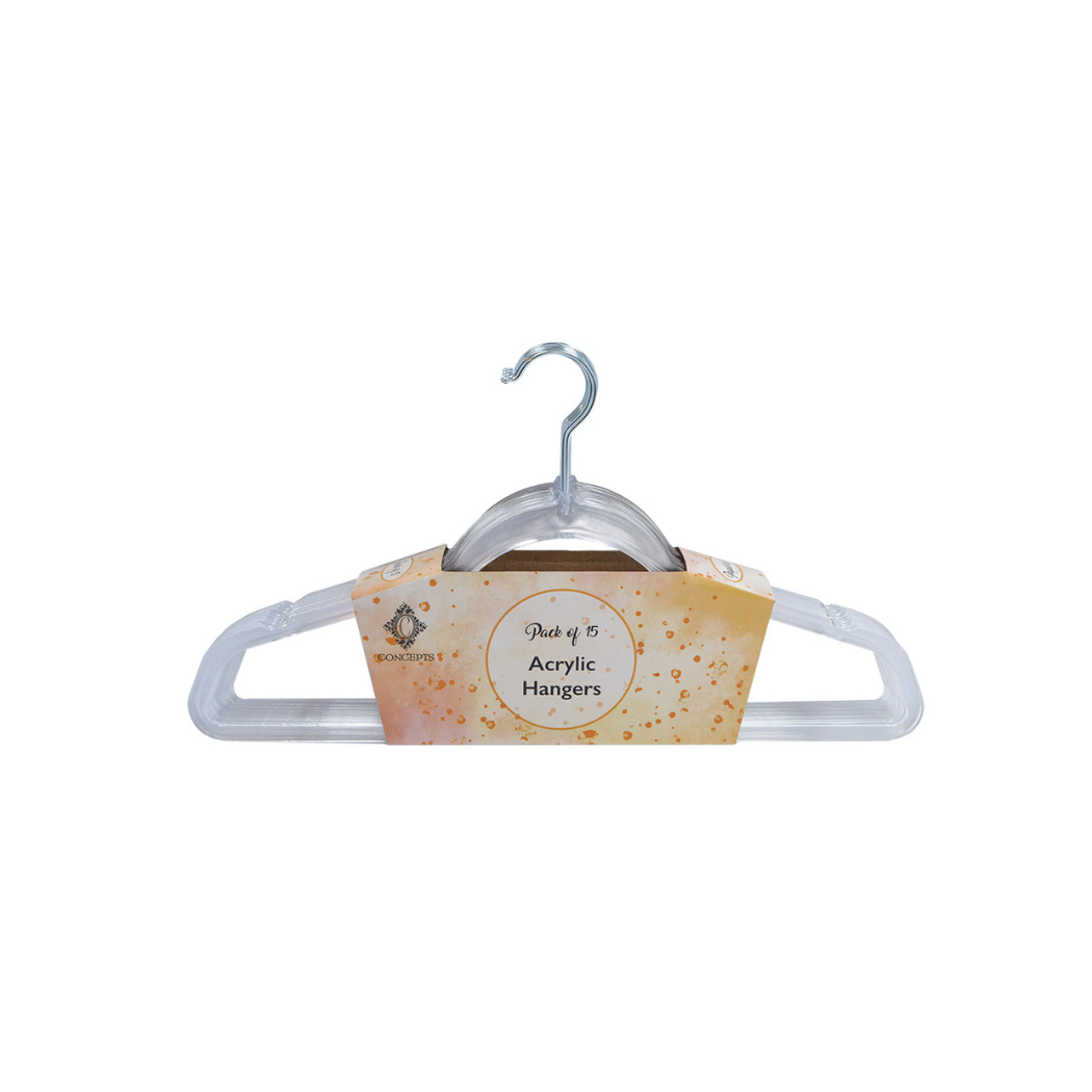 Concepts In Time - Wholesale Clothes Hangers - Concepts 15pk Clear Adult Acrylic Hangers – Strong & Stylish0