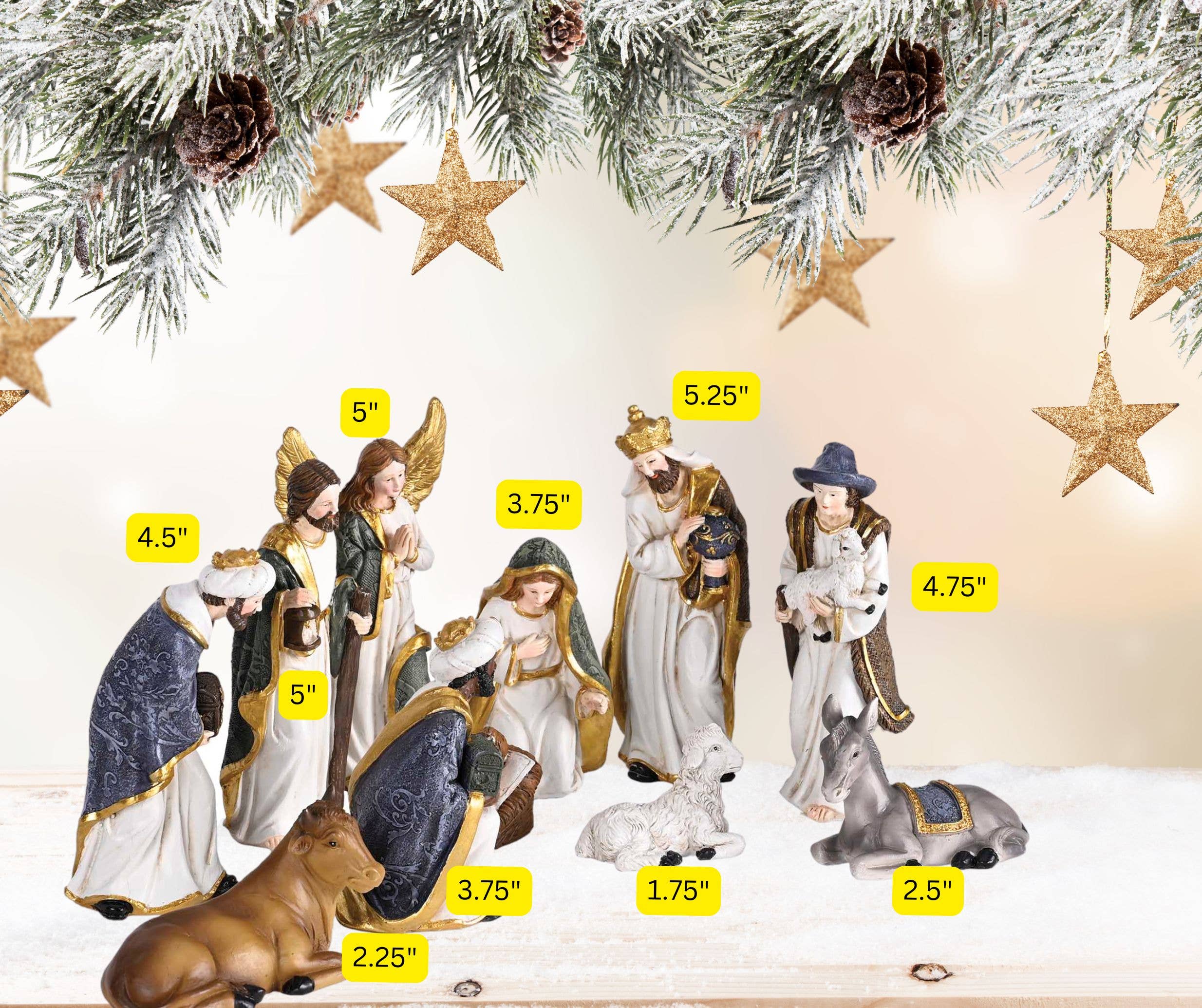 Dicksons - Wholesale Nativity Scene Decor - Nativity 11 Piece 5H White Gold Color3