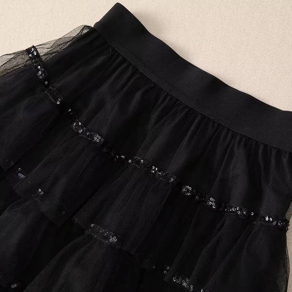 Farbe als Bilder SY314 Elegante Tweed-Jacke mit Maxi-Rock aus Netzstoff und Pailletten für den Großhandel auf Faire11