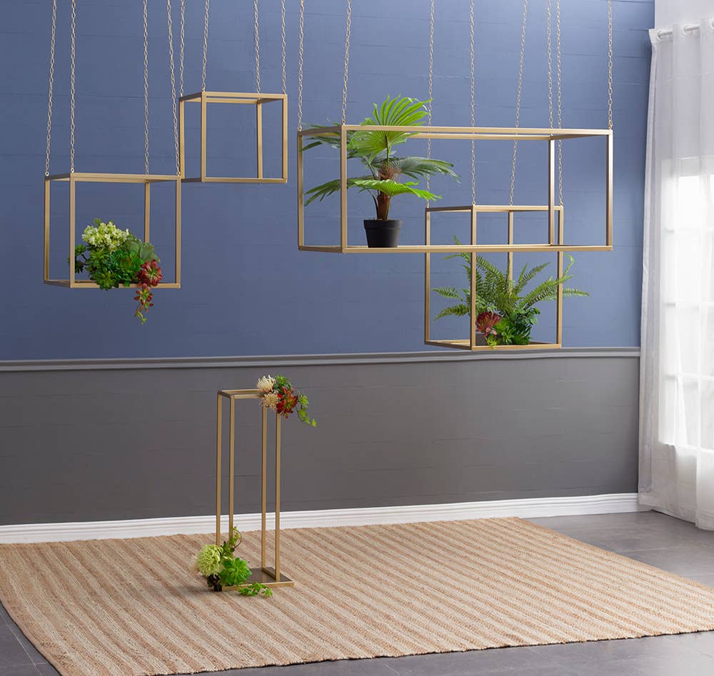 A&B Home Group Inc. - Wholesale Display Shelf - 55x27.5x27.5" Golden Iron Stand With Chains 1EA/CTN12