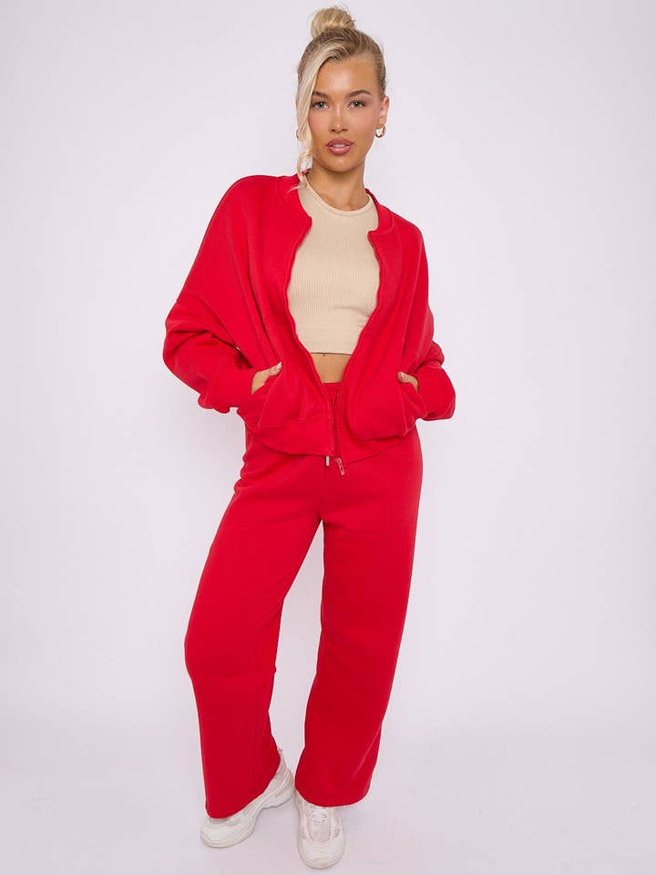 AX Labels - Wholesale Top & Pant Set (NOT Loungewear) - Women's - Oversized Bomber Style Fleece Zipper Co-ord51