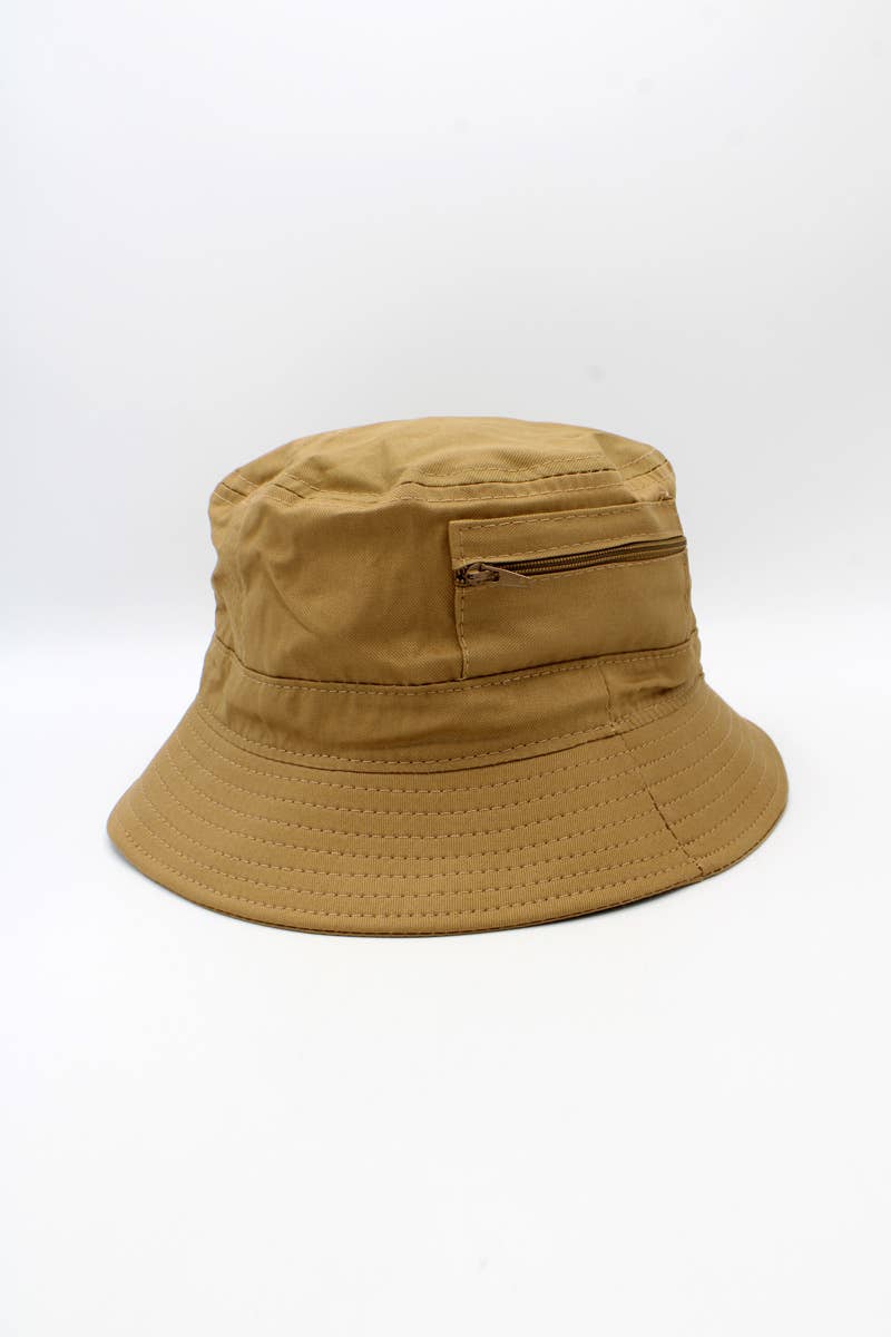 Hologramme Paris - Wholesale Bucket Hat - Unisex - Plain Cotton Classic Bucket Hat with Zip11