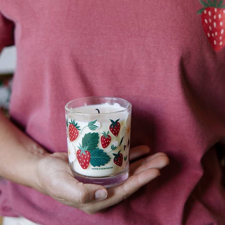 Paper Farm Press - Wholesale Jar/Filled Candle - Strawberry Patch Scented Soy Hand-Poured Candle4