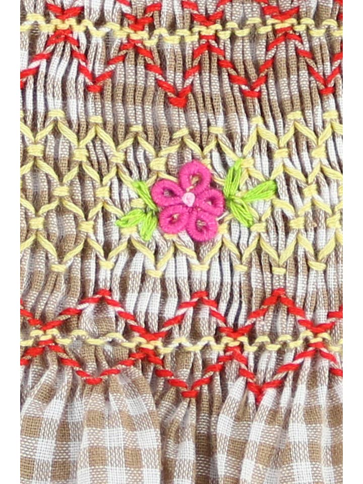 SISSYMINI - Wholesale Dress - Baby - Infants Toddlers brown Gingham Hand-smocked Dress1