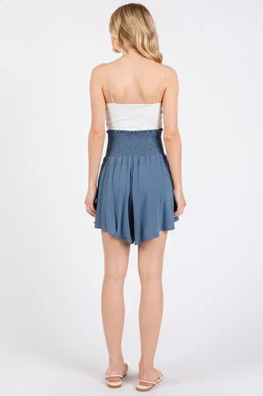 Final Touch - Wholesale Shorts - Women's - Waist Smocked Wide Shorts - NP7035310