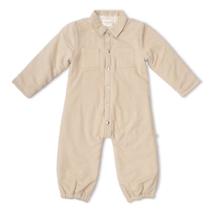Organic Corduroy Jumpsuit - Oat for wholesale by Makemake Organics