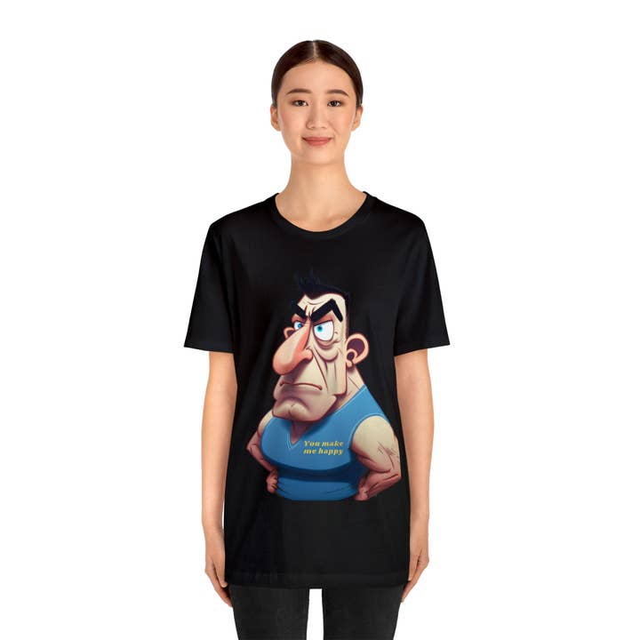 Funny Cartoon T Shirt that says "You Make Me Happy" for wholesale by Victorholistics